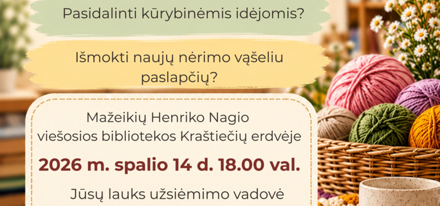 Nėrimo klubo užsiėmimas bibliotekoje