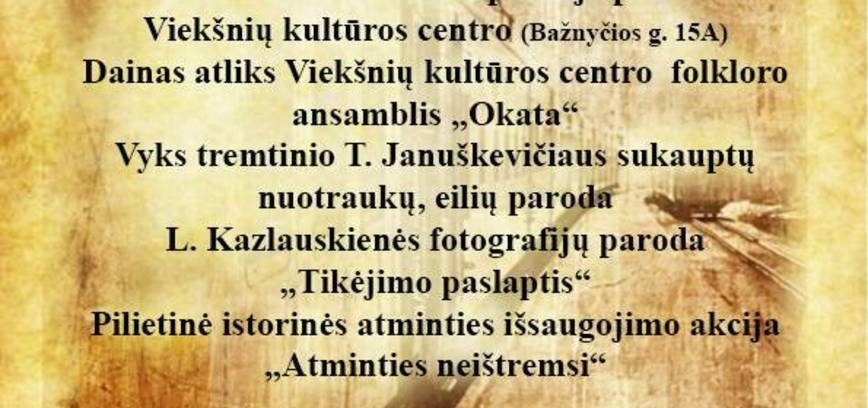 Gedenken an den Tag der Trauer und Hoffnung in Viekšniai