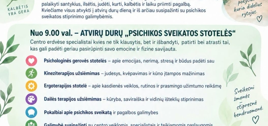 Atvirų durų diena Mažeikių psichinės sveikatos centre