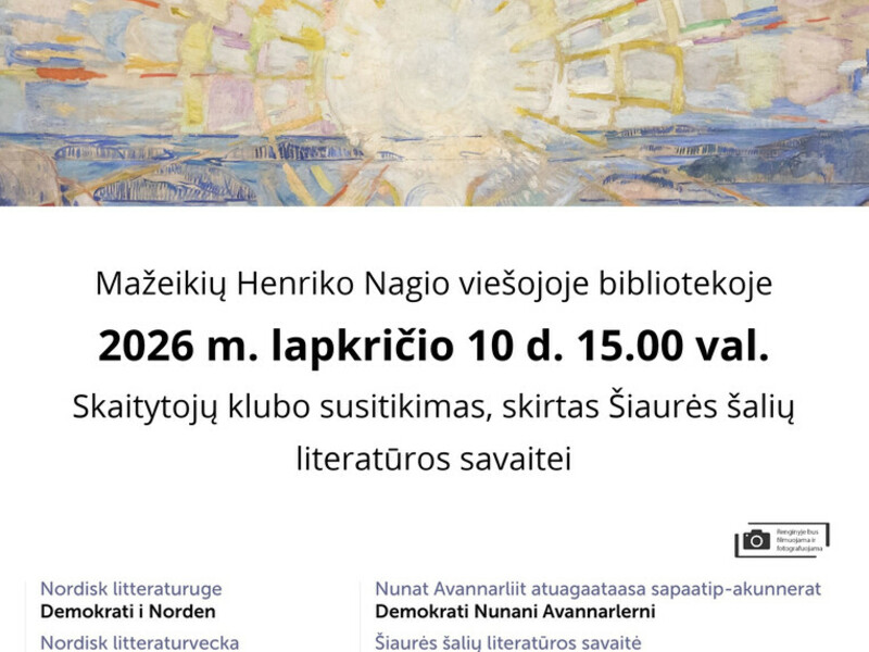 Skaitytojų klubo susitikimas, skirtas Šiaurės šalių literatūros savaitei