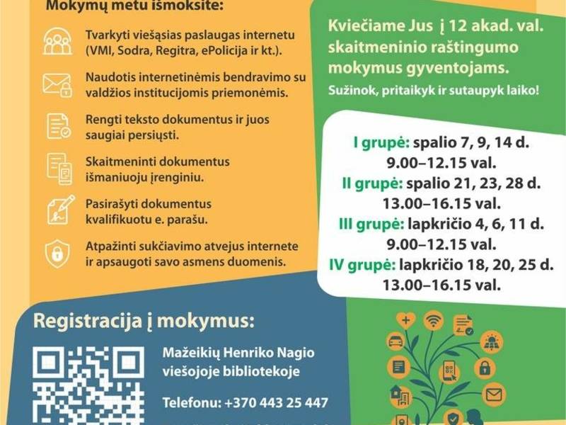 Mokymai „Skaitmeniniai įgūdžiai: viešosios e. paslaugos kasdienai"