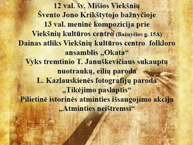Gedenken an den Tag der Trauer und Hoffnung in Viekšniai