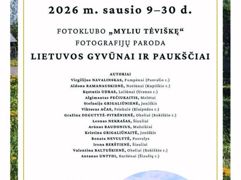 Фотовыставка «Литовские звери и птицы» фотоклуба «Мюлю тевишке»