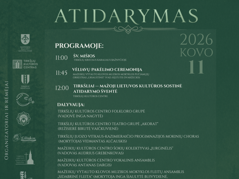 Uroczystość otwarcia „Tirkšliai – Małej Litewskiej Stolicy Kultury”