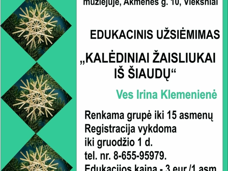 Izglītība "Ziemassvētku rotaļlietas no salmiem"