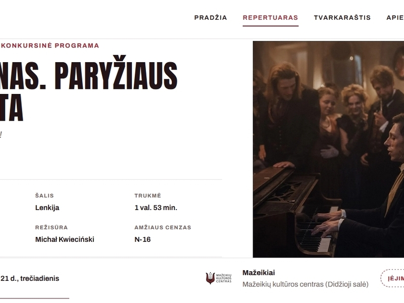 20-asis lenkų kino festivalis:  Šopenas. Paryžiaus sonata